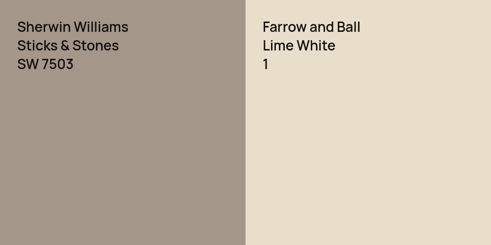 Sherwin Williams Sticks & Stones vs. Farrow and Ball Lime White