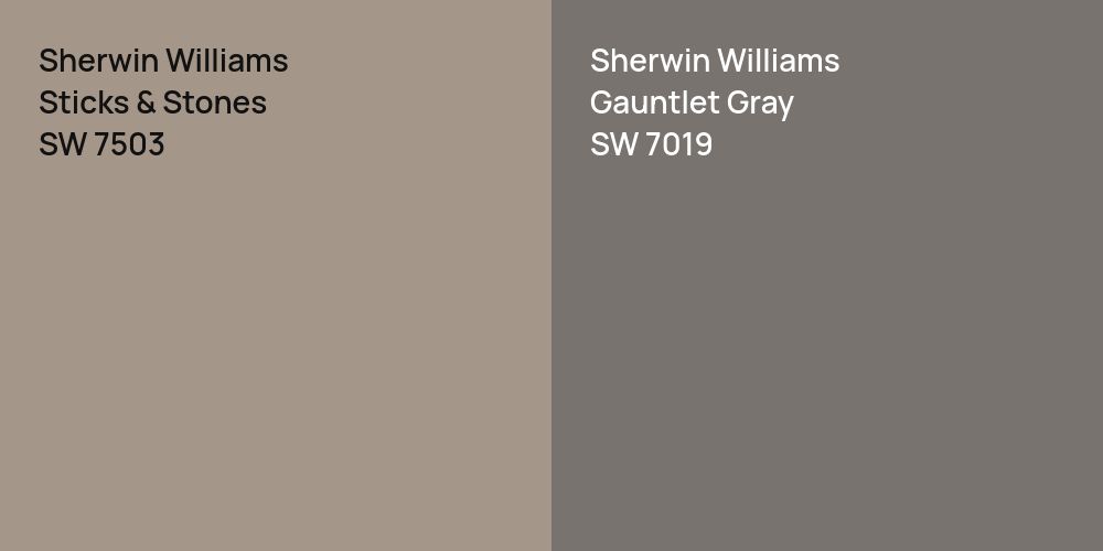 Sherwin Williams Sticks & Stones vs. Sherwin Williams Gauntlet Gray