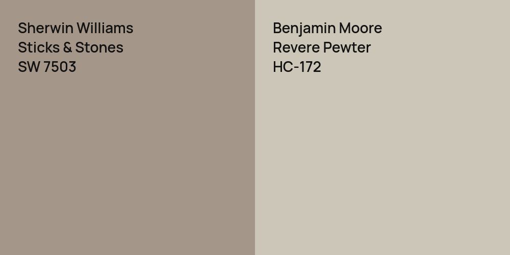 Sherwin Williams Sticks & Stones vs. Benjamin Moore Revere Pewter