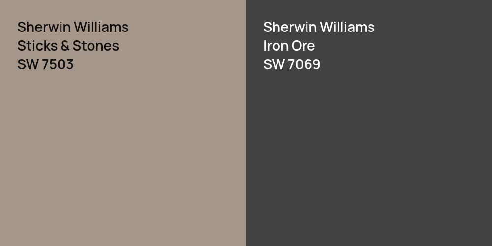 Sherwin Williams Sticks & Stones vs. Sherwin Williams Iron Ore