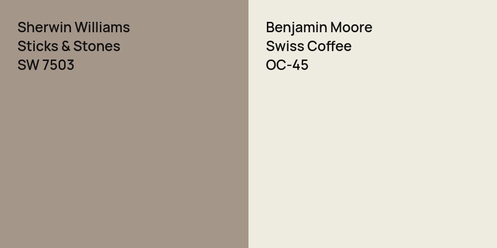 Sherwin Williams Sticks & Stones vs. Benjamin Moore Swiss Coffee