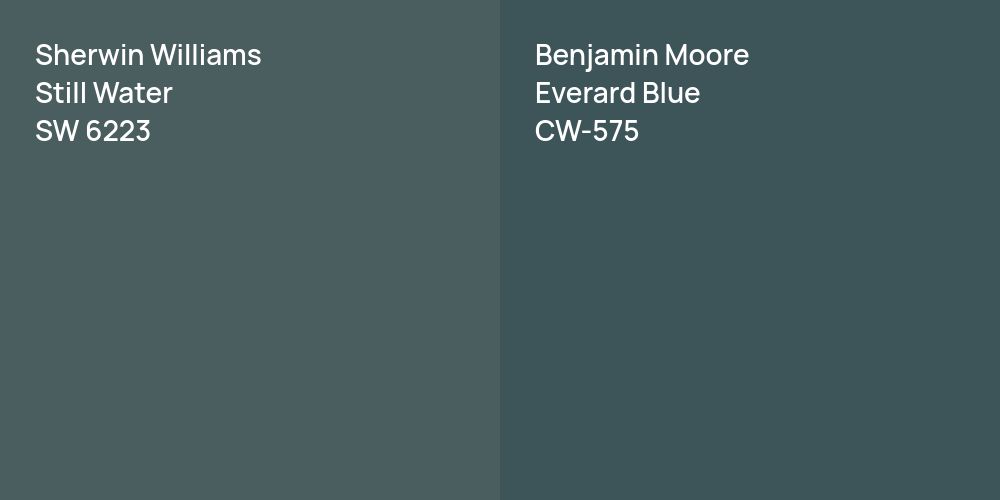 Sherwin Williams Still Water vs. Benjamin Moore Everard Blue