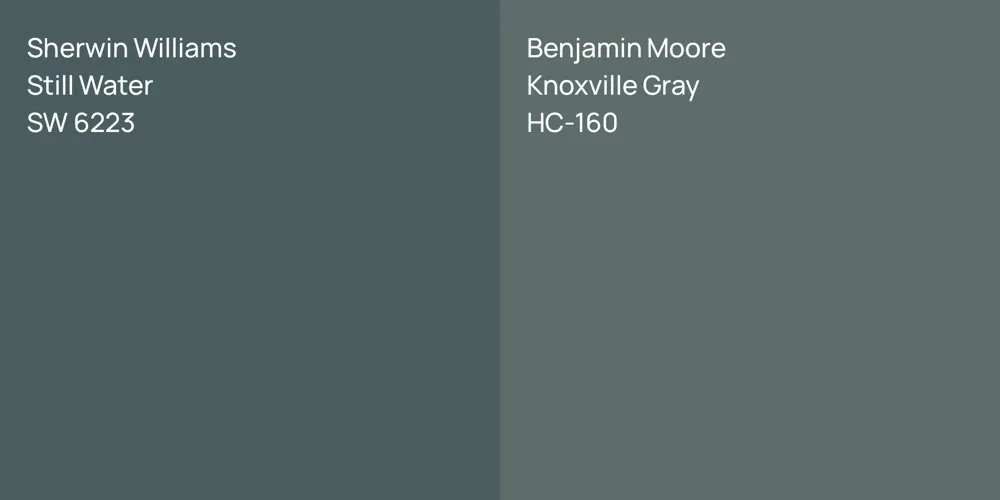 Sherwin Williams Still Water vs. Benjamin Moore Knoxville Gray