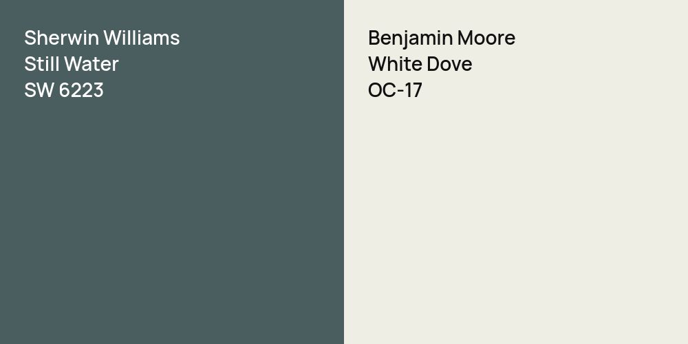 Sherwin Williams Still Water vs. Benjamin Moore White Dove