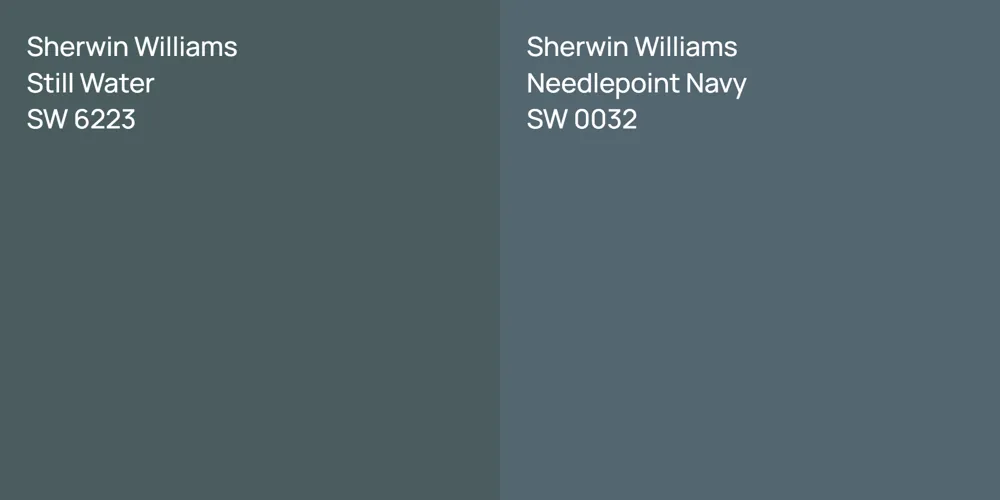 Sherwin Williams Still Water vs. Sherwin Williams Needlepoint Navy