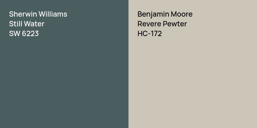 Sherwin Williams Still Water vs. Benjamin Moore Revere Pewter