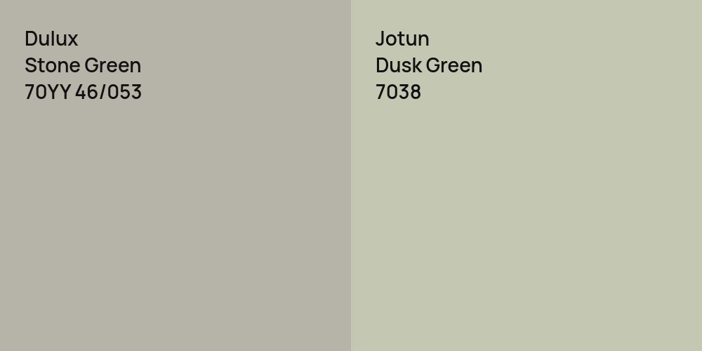 Dulux Stone Green vs. Jotun Dusk Green