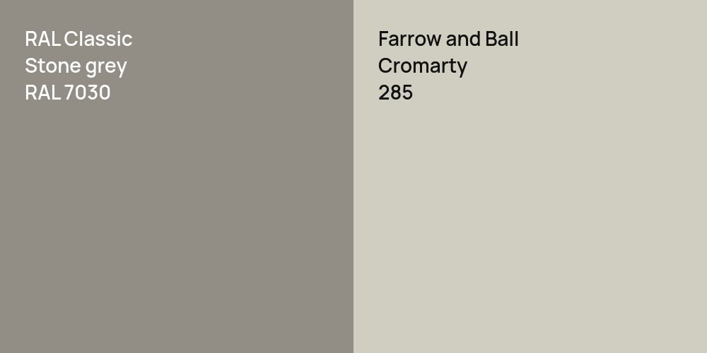 RAL Classic  Stone grey vs. Farrow and Ball Cromarty