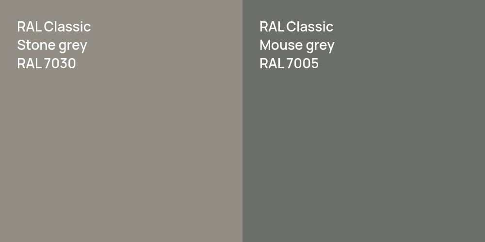 RAL Classic  Stone grey vs. RAL Classic  Mouse grey