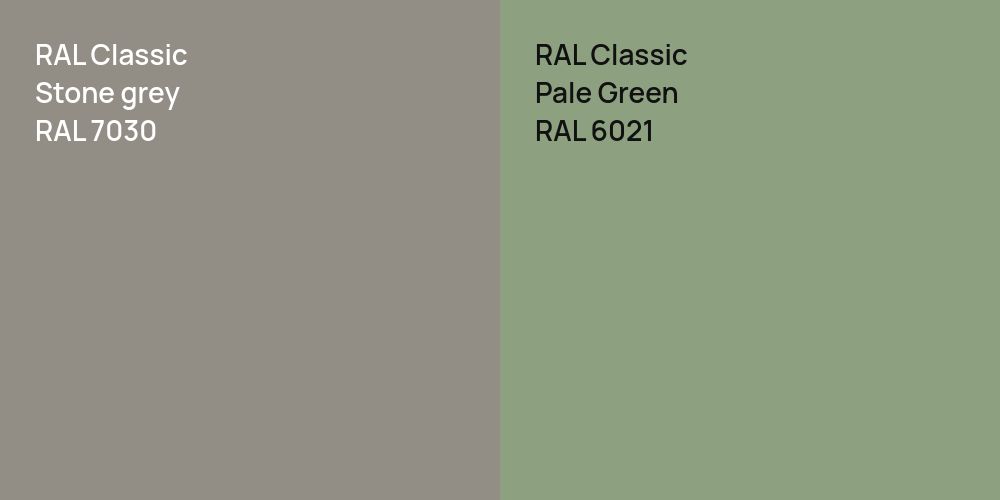 RAL Classic  Stone grey vs. RAL Classic Pale Green