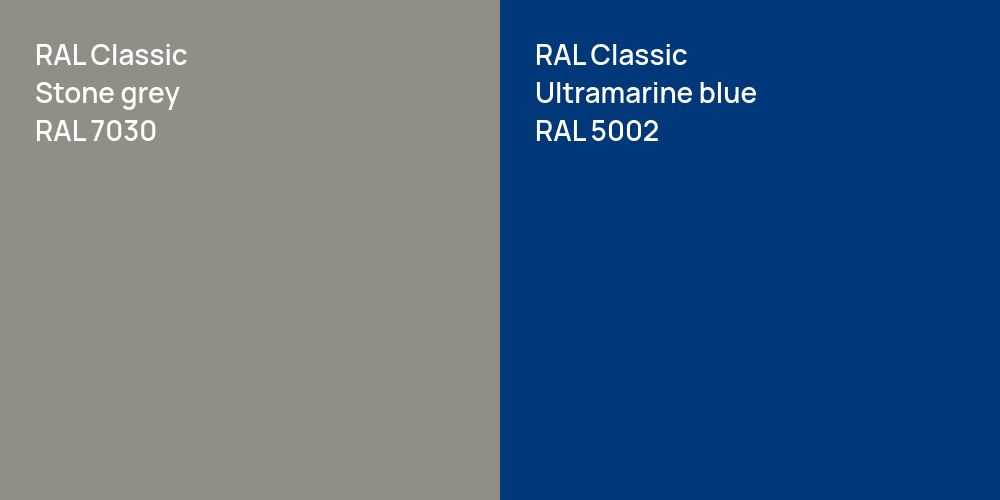 RAL Classic  Stone grey vs. RAL Classic  Ultramarine blue