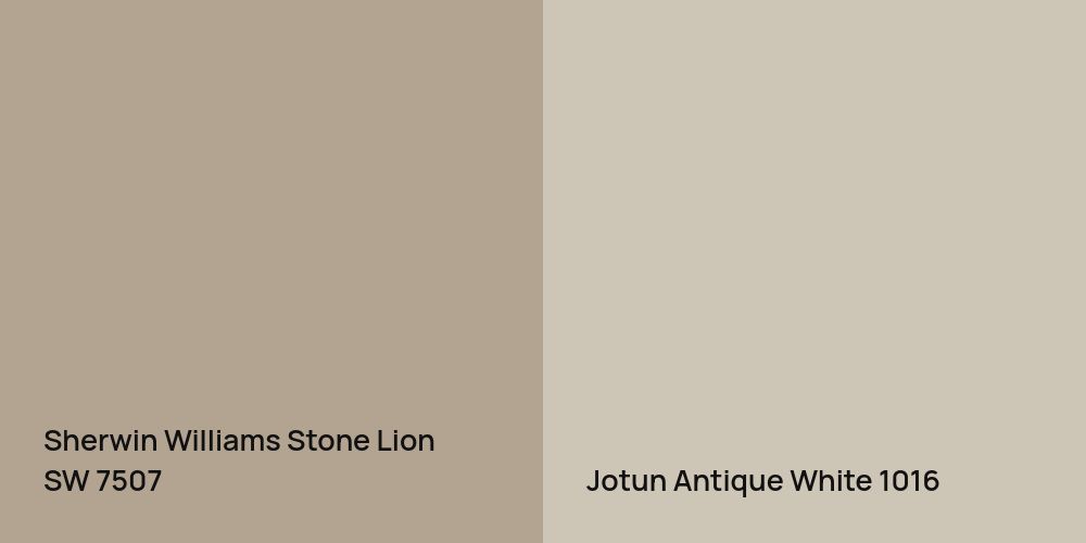 Sherwin Williams Stone Lion vs. Jotun Antique White