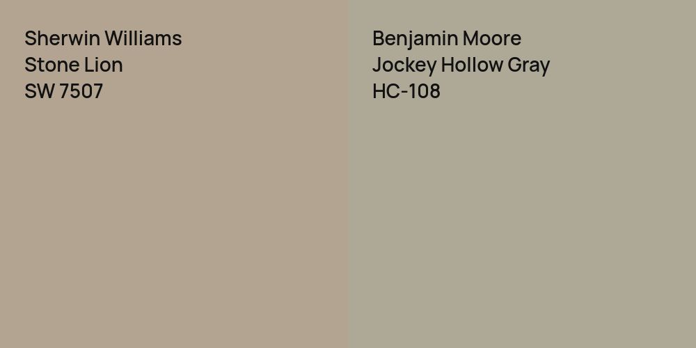 Sherwin Williams Stone Lion vs. Benjamin Moore Jockey Hollow Gray