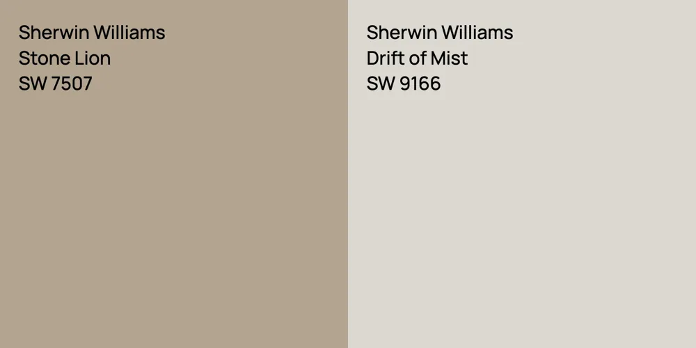 Sherwin Williams Stone Lion vs. Sherwin Williams Drift of Mist