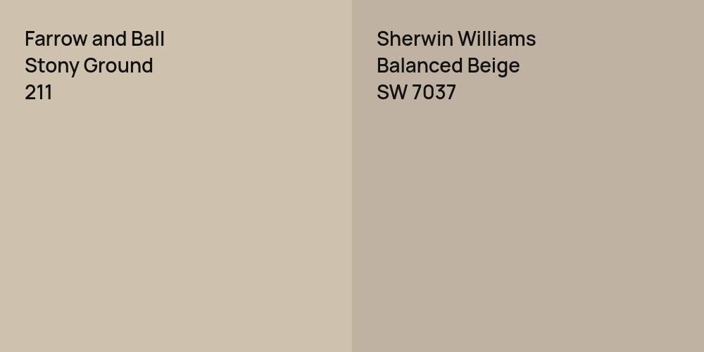 Farrow and Ball Stony Ground vs. Sherwin Williams Balanced Beige