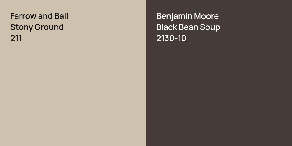 Farrow and Ball Stony Ground vs. Benjamin Moore Black Bean Soup