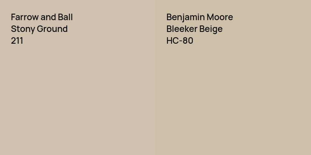 Farrow and Ball Stony Ground vs. Benjamin Moore Bleeker Beige