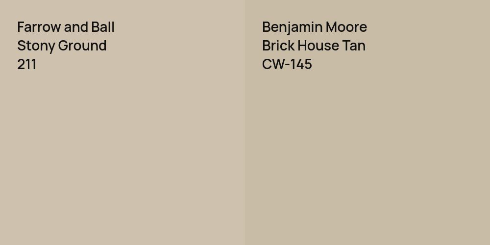 Farrow and Ball Stony Ground vs. Benjamin Moore Brick House Tan