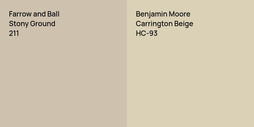 Farrow and Ball Stony Ground vs. Benjamin Moore Carrington Beige