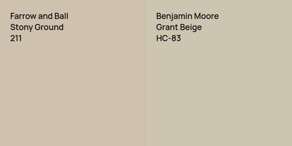 Farrow and Ball Stony Ground vs. Benjamin Moore Grant Beige