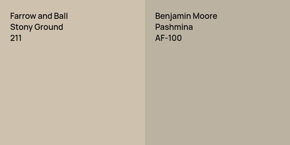 Farrow and Ball Stony Ground vs. Benjamin Moore Pashmina