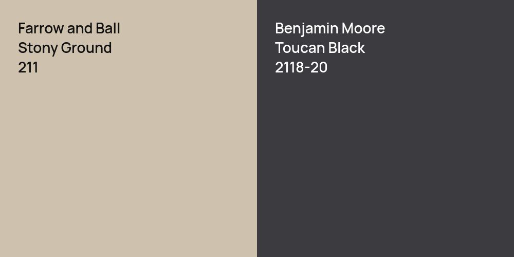 Farrow and Ball Stony Ground vs. Benjamin Moore Toucan Black