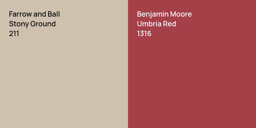 Farrow and Ball Stony Ground vs. Benjamin Moore Umbria Red