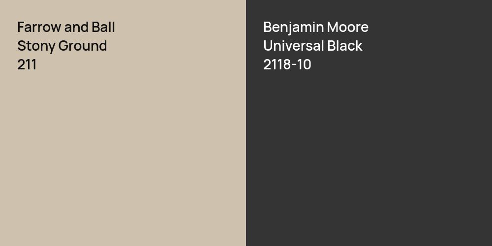 Farrow and Ball Stony Ground vs. Benjamin Moore Universal Black