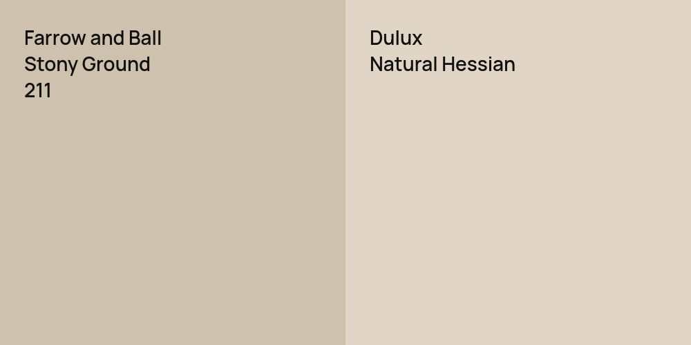 Farrow and Ball Stony Ground vs. Dulux Natural Hessian