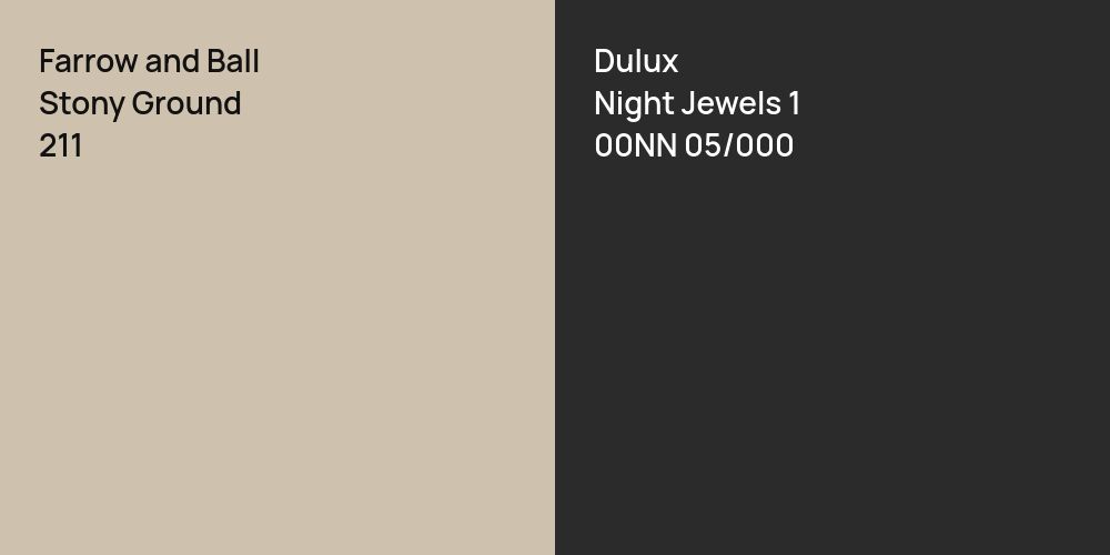 Farrow and Ball Stony Ground vs. Dulux Night Jewels 1