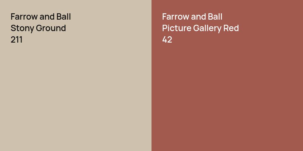 Farrow and Ball Stony Ground vs. Farrow and Ball Picture Gallery Red