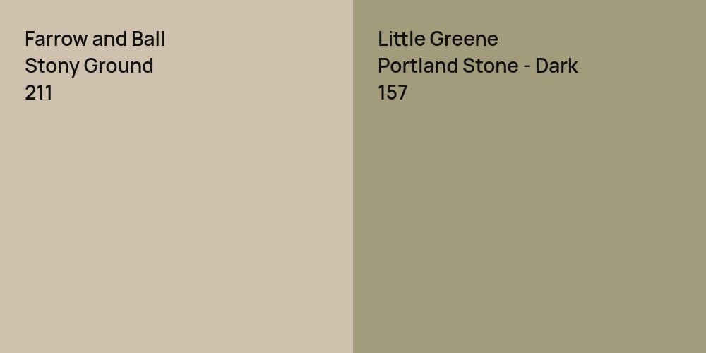 Farrow and Ball Stony Ground vs. Little Greene Portland Stone - Dark