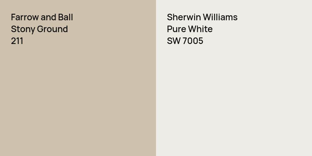 Farrow and Ball Stony Ground vs. Sherwin Williams Pure White