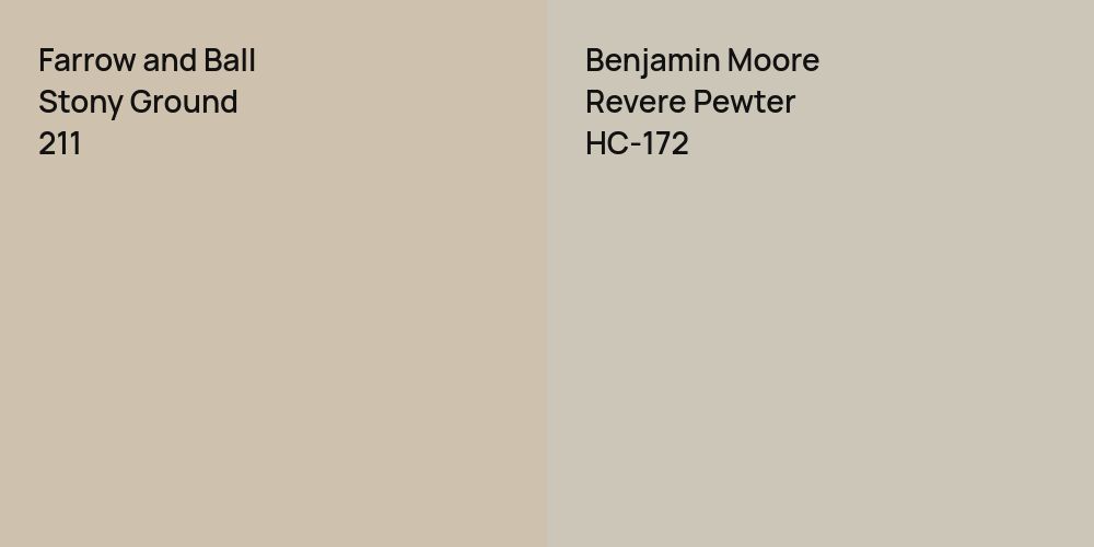 Farrow and Ball Stony Ground vs. Benjamin Moore Revere Pewter