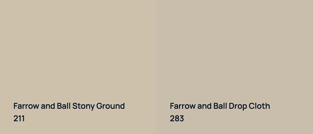 Farrow and Ball Stony Ground 211 vs Farrow and Ball Drop Cloth 283