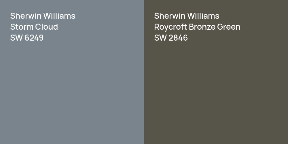 Sherwin Williams Storm Cloud vs. Sherwin Williams Roycroft Bronze Green