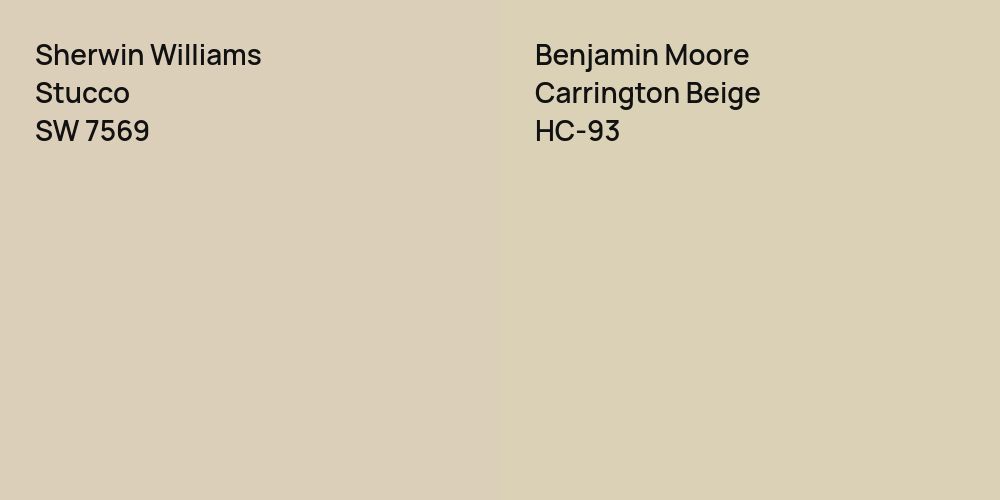 Sherwin Williams Stucco vs. Benjamin Moore Carrington Beige