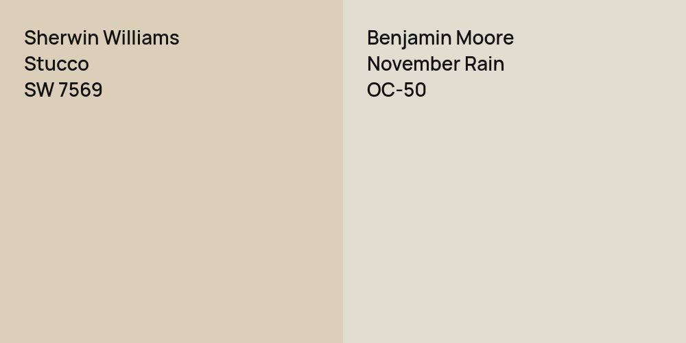 Sherwin Williams Stucco vs. Benjamin Moore November Rain