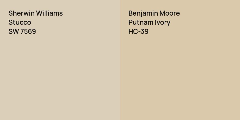 Sherwin Williams Stucco vs. Benjamin Moore Putnam Ivory