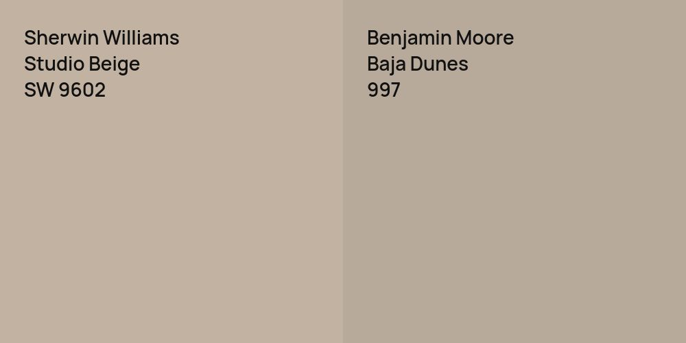 Sherwin Williams Studio Beige vs. Benjamin Moore Baja Dunes