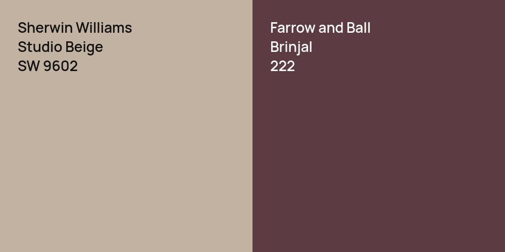 Sherwin Williams Studio Beige vs. Farrow and Ball Brinjal