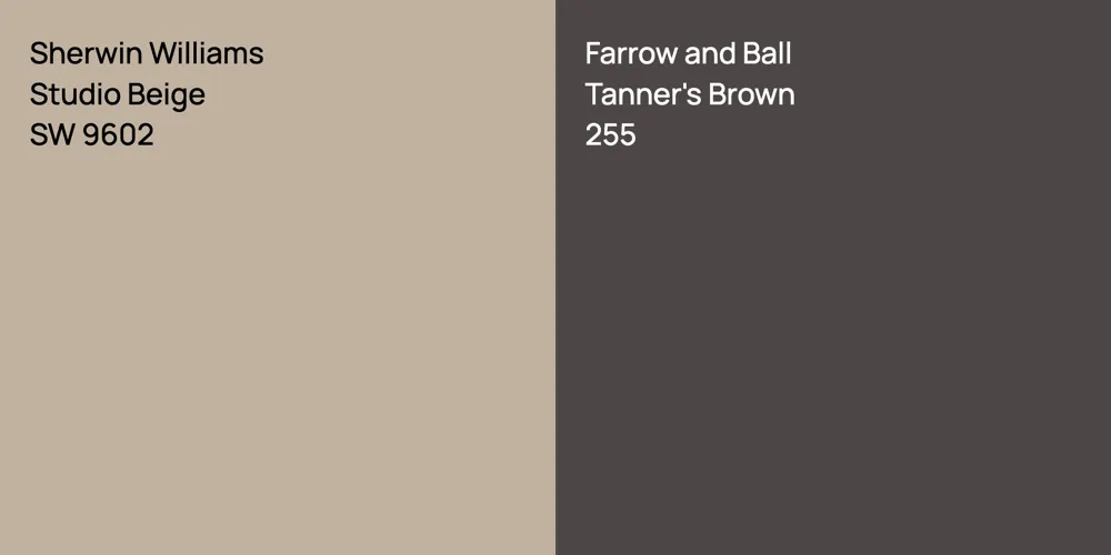 Sherwin Williams Studio Beige vs. Farrow and Ball Tanner's Brown