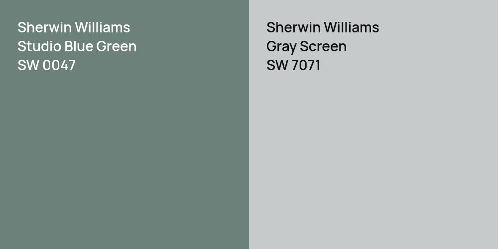 Sherwin Williams Studio Blue Green vs. Sherwin Williams Gray Screen