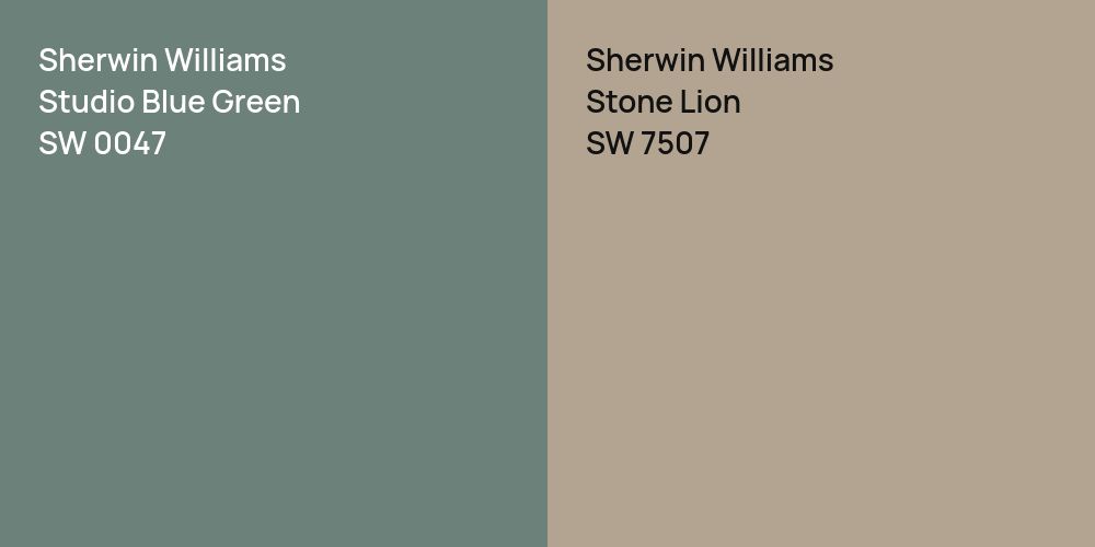 Sherwin Williams Studio Blue Green vs. Sherwin Williams Stone Lion