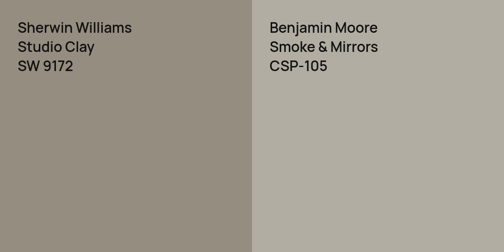 Sherwin Williams Studio Clay vs. Benjamin Moore Smoke & Mirrors