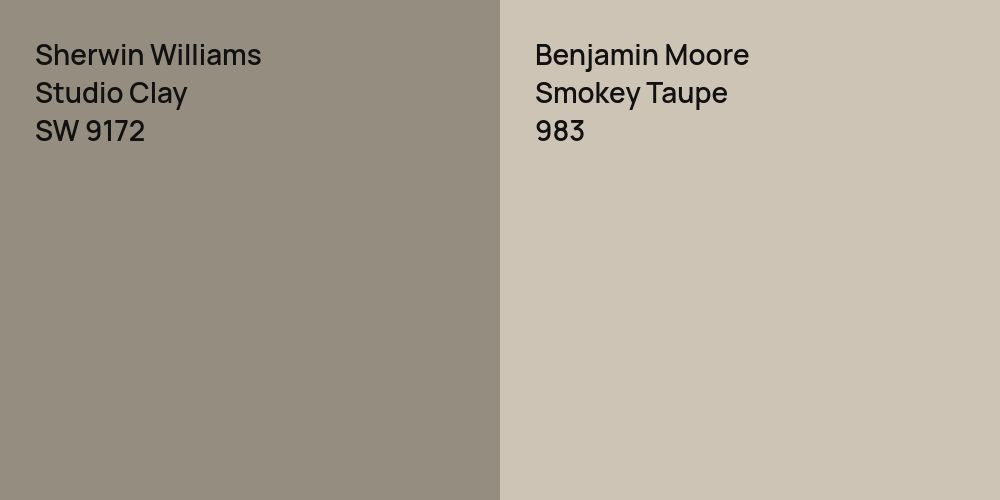 Sherwin Williams Studio Clay vs. Benjamin Moore Smokey Taupe