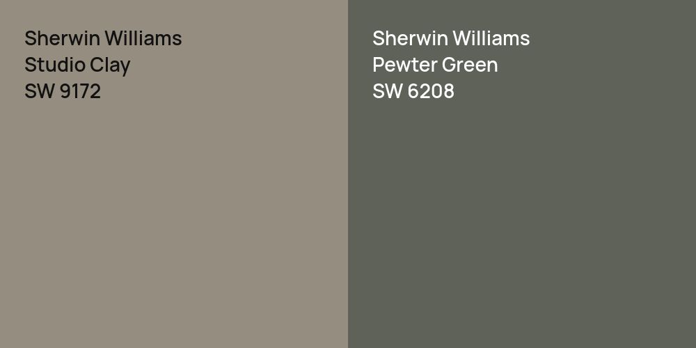 Sherwin Williams Studio Clay vs. Sherwin Williams Pewter Green