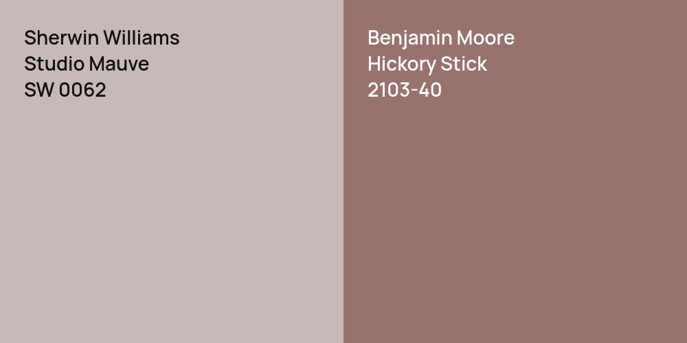 Sherwin Williams Studio Mauve vs. Benjamin Moore Hickory Stick