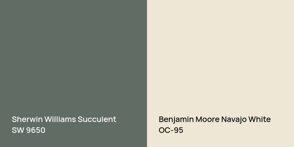 Sherwin Williams Succulent vs. Benjamin Moore Navajo White