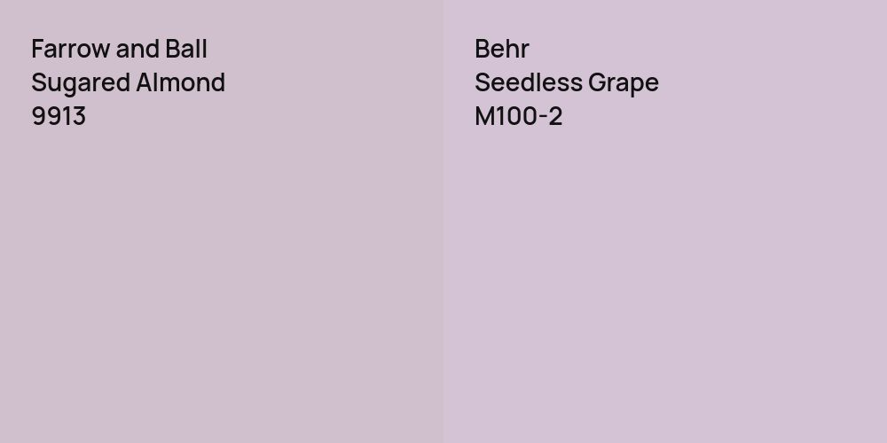 Farrow and Ball Sugared Almond vs. Behr Seedless Grape